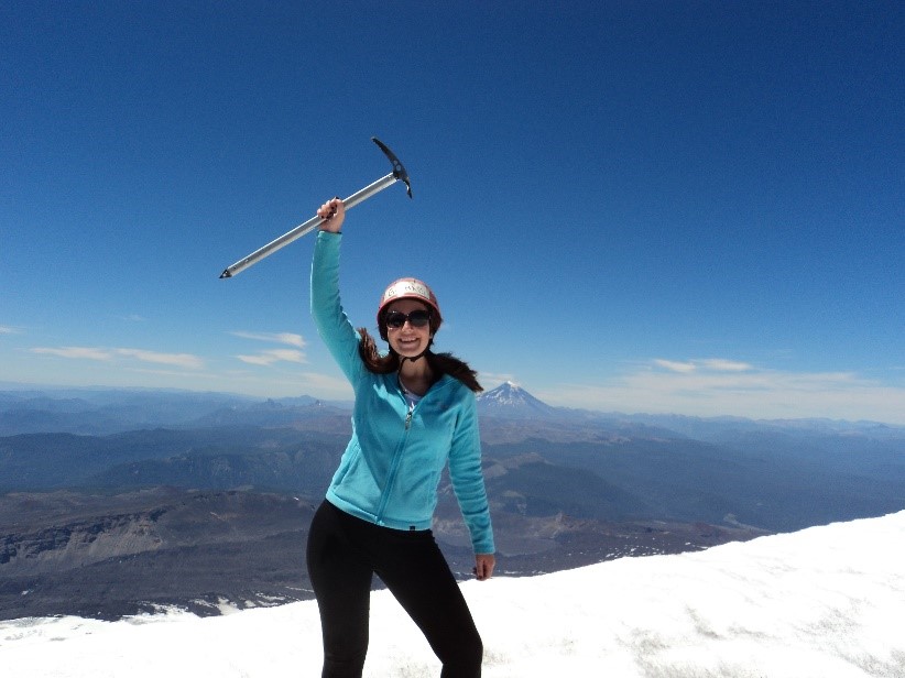 Gemma at the top of the Villarrica volcano, Chile.